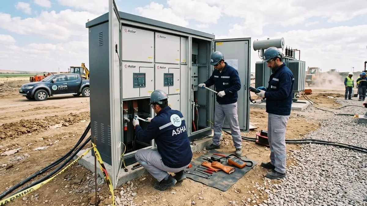 Astor trafo bakımı kapsamında ASHA Enerji ekibinin saha ölçüm çalışması