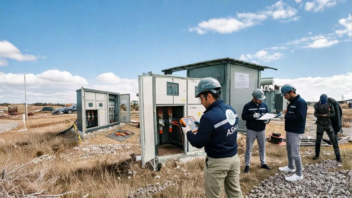 Astor OG hücresinde ASHA Enerji teknisyenlerinin montaj ve kontrol çalışması